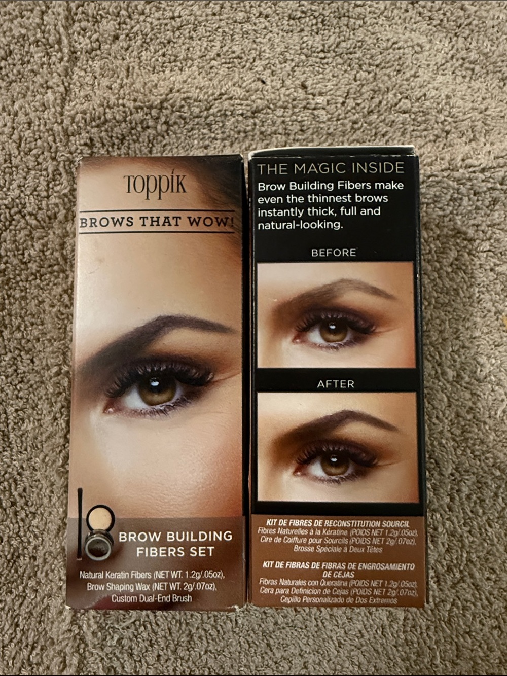 Toppik Brow Building Fibers Set - dark brown lot of 2